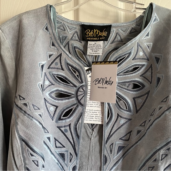 NWT Bob Mackie Wearable Art vintage leather coat with beautiful cut outs. - Picture 3 of 9
